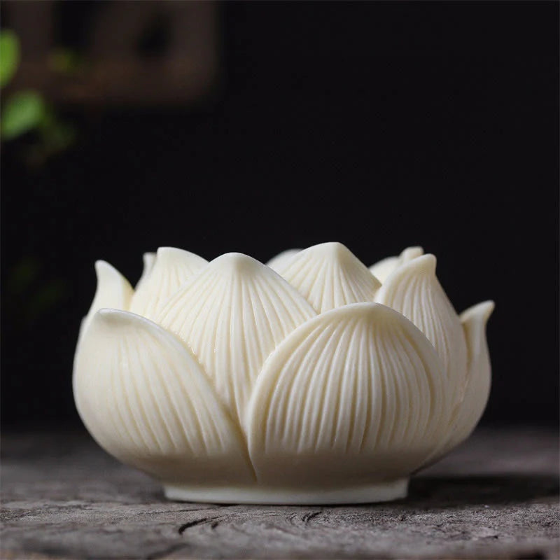 Buddha Stones Mini Ivory Fruit Kwan Yin Avalokitesvara Lotus Wealth Desk Decoration