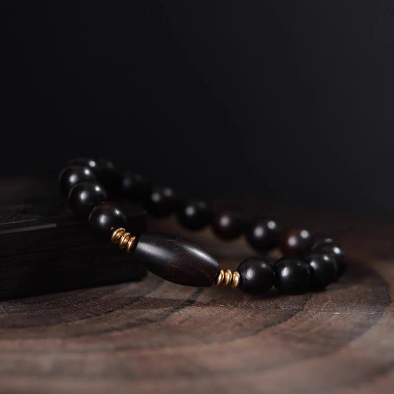 Buddha Stones Ebony Beads With Sutra Scroll Blessing Protection Bracelet