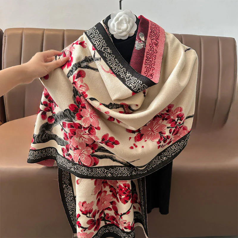 Buddha Stones Fall Peach Blossoms Branches Pattern Soft Scarf Shawl