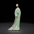 Buddha Stones Small Formless Buddha Sweeping Monk Ceramic Statue Home Decoration 3.5*1.5*7cm