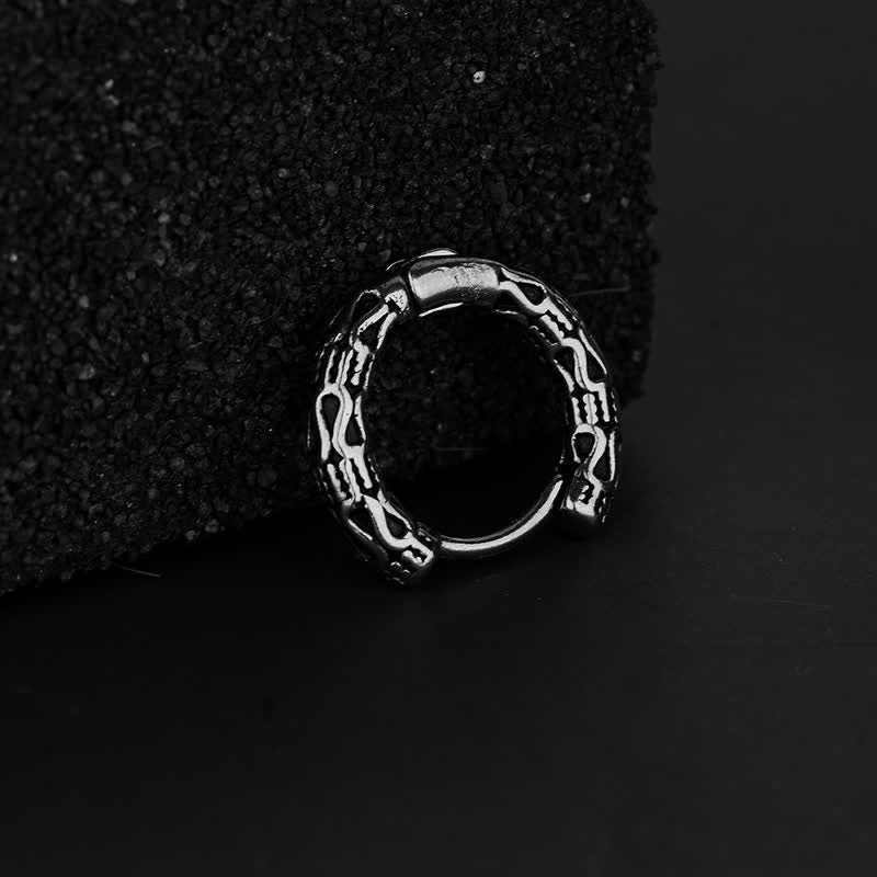 Buddha Stones Retro Pattern Titanium Steel Balance Earrings