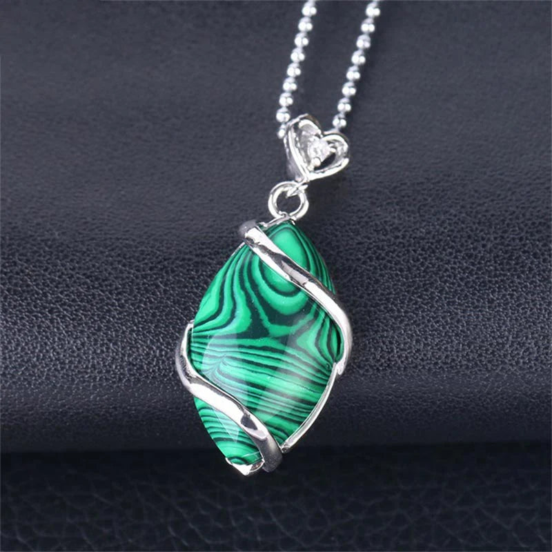 Buddha Stones Marquise Pattern Natural Crystal Stone Charm Necklace Pendant (Extra 35% Off | USE CODE: FS35)