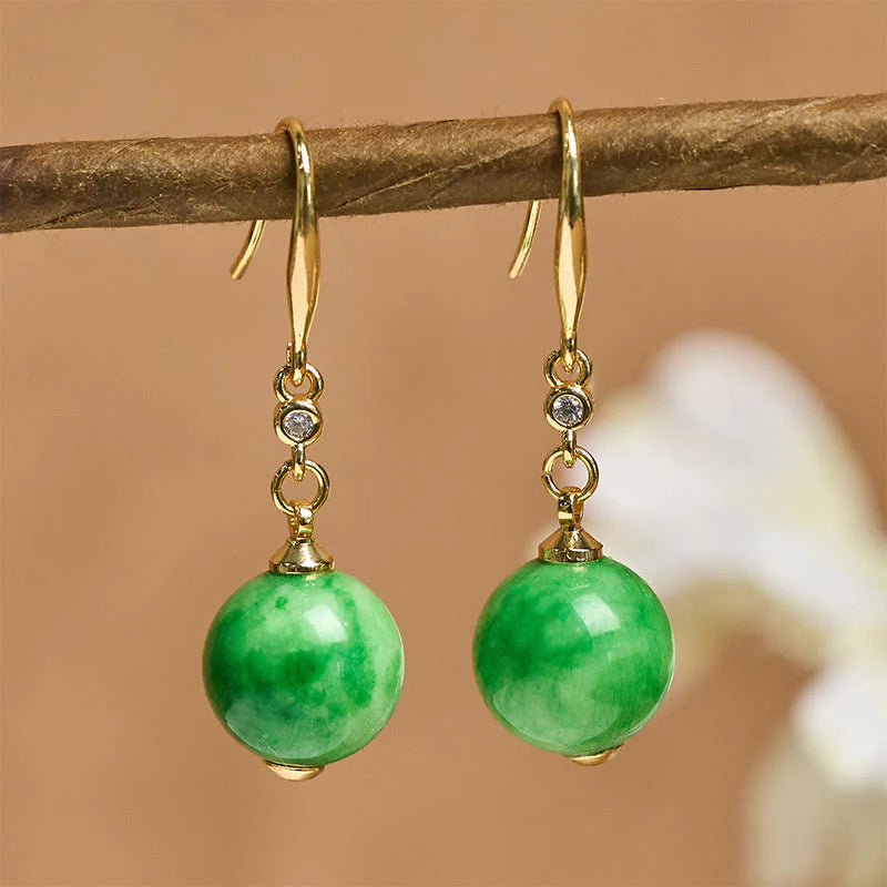Buddha Stones 925 Sterling Silver Green Chalcedony Strength Courage Earrings