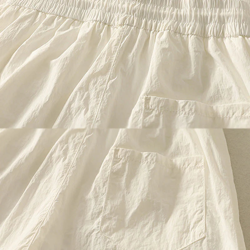 Buddha Stones Summer Vintage Plain Drawstring Cuffed Women's Pants With Pockets