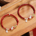 Buddha Stones Year Of The Horse Cinnabar Hetian Jade 999 Sterling Silver Red String Concentration Bracelet