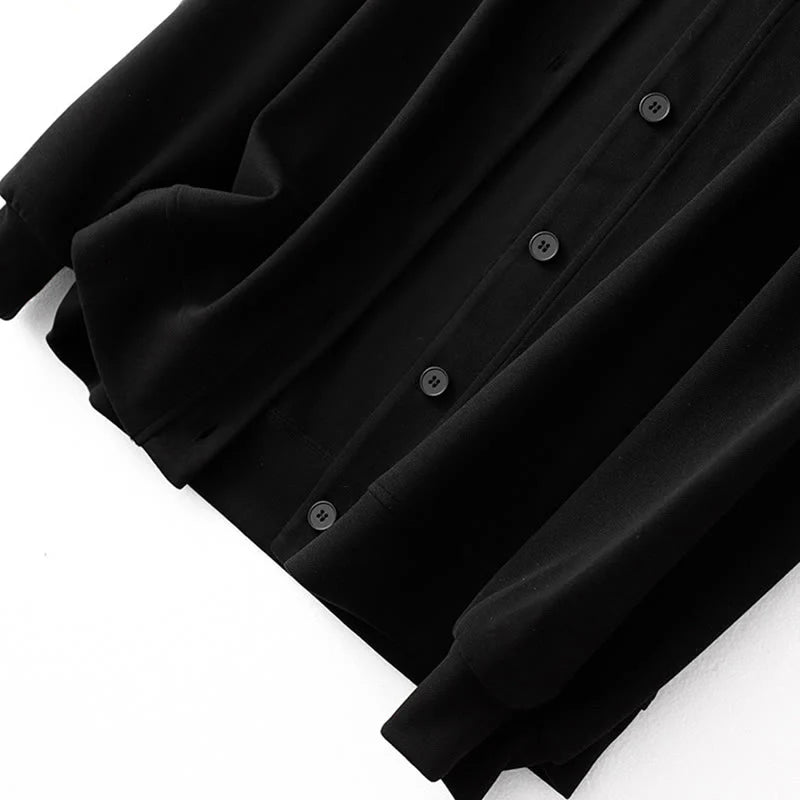 Buddha Stones Plain Buttons Women's Cotton Long Sleeve Jacket