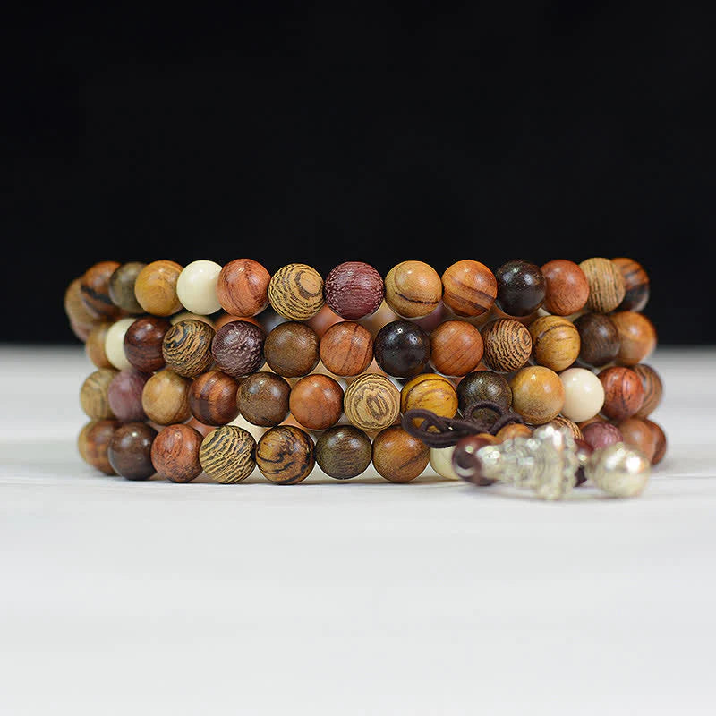 Buddha Stones 108 Beads Multi-Tone Natural Wood Calm Energy Mala