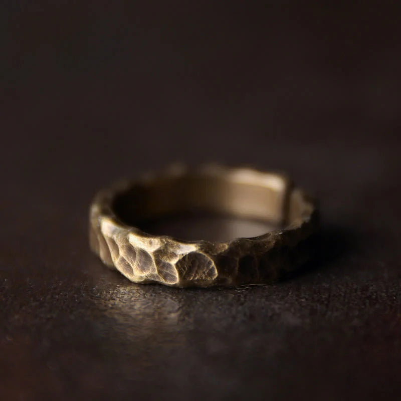 Buddha Stones Tibetan Bump Texture Design Copper Brass Luck Ring