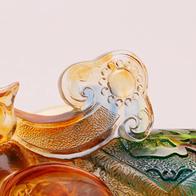 Buddha Stones Handmade Liuli Crystal Elephant Art Piece Wisdom Wealth Home Decoration