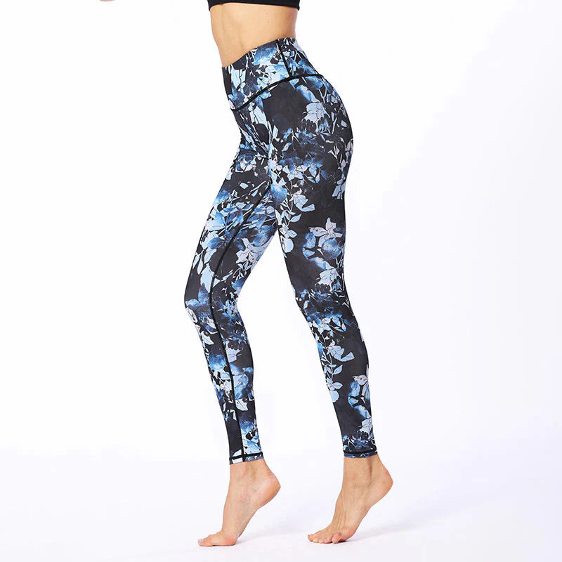 Buddha Stones Simple Leaves Print Sports Fitness Leggings Women's Yoga Pants