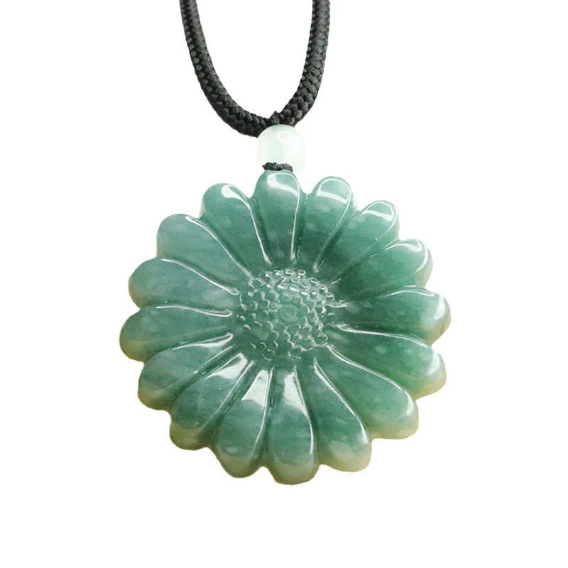 Buddha Stones Sunflower Jade Abundance Necklace Pendants