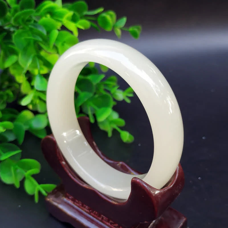 Buddha Stones Jade Luck Blessing Happiness Bangle Bracelet (Extra 30% Off | USE CODE: FS30)