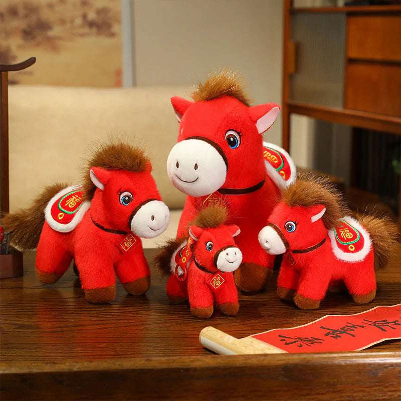 Buddha Stones Year Of The Horse Fu Character Plush Horse Doll Prosperity Fortune Home Decoration