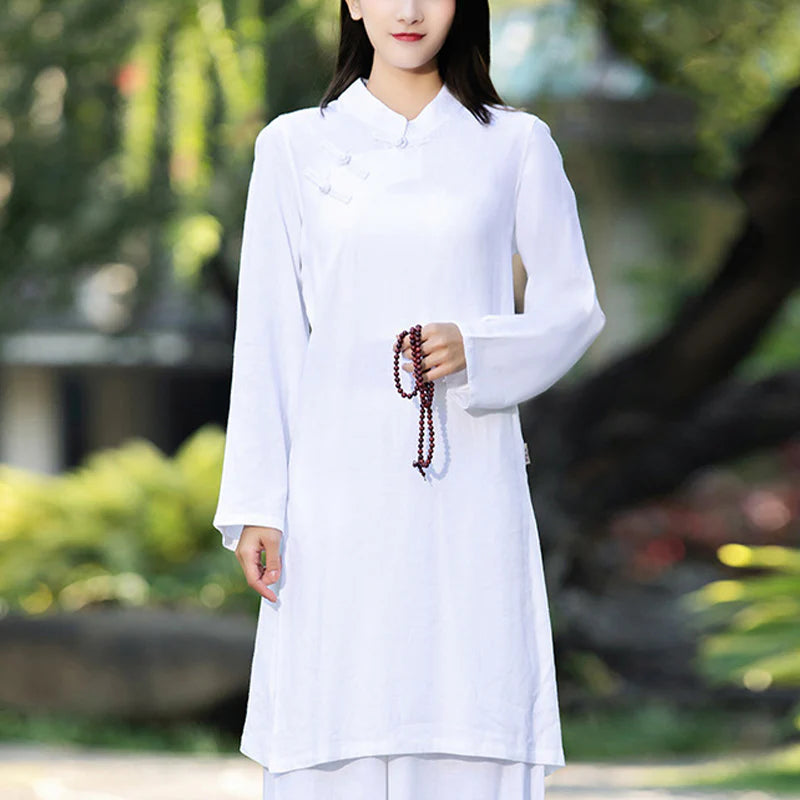 Buddha Stones 2Pcs Plain Long Sleeve Zen Yoga Clothing Meditation Clothing Top Pants Women's Set (Extra 30% Off | USE CODE: FS30)