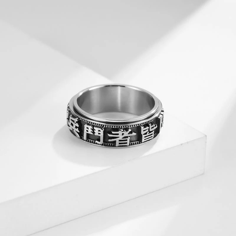 Letter Words Balance Calm Titanium Steel Rotatable Ring (Extra 30% Off | USE CODE: FS30)