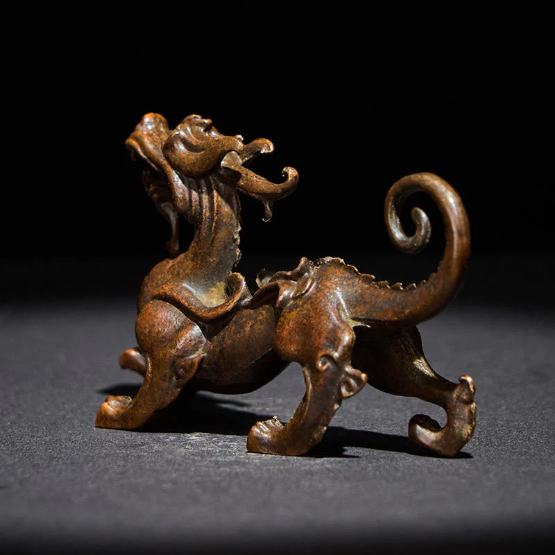 Buddha Stones FengShui Small PiXiu Alloy Wealth Luck Decoration 9.2*2.4*5.2 cm