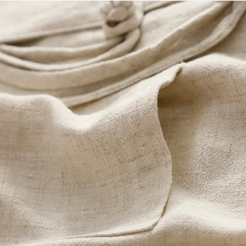 Buddha Stones Women's Cotton Linen Frog-Button Long Sleeve Jacket With Pockets
