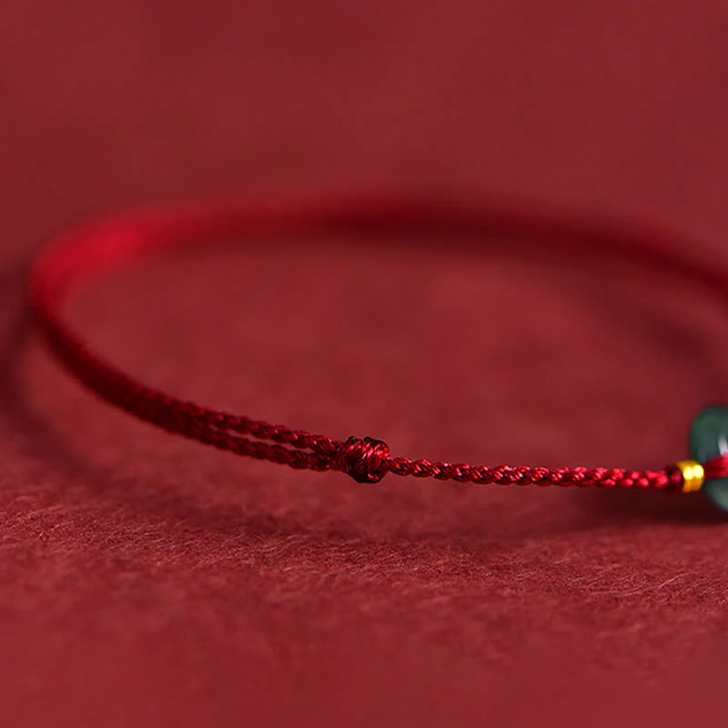 Buddha Stones Peace Buckle Copper Coins Jade Red String Connection Bracelet Anklet