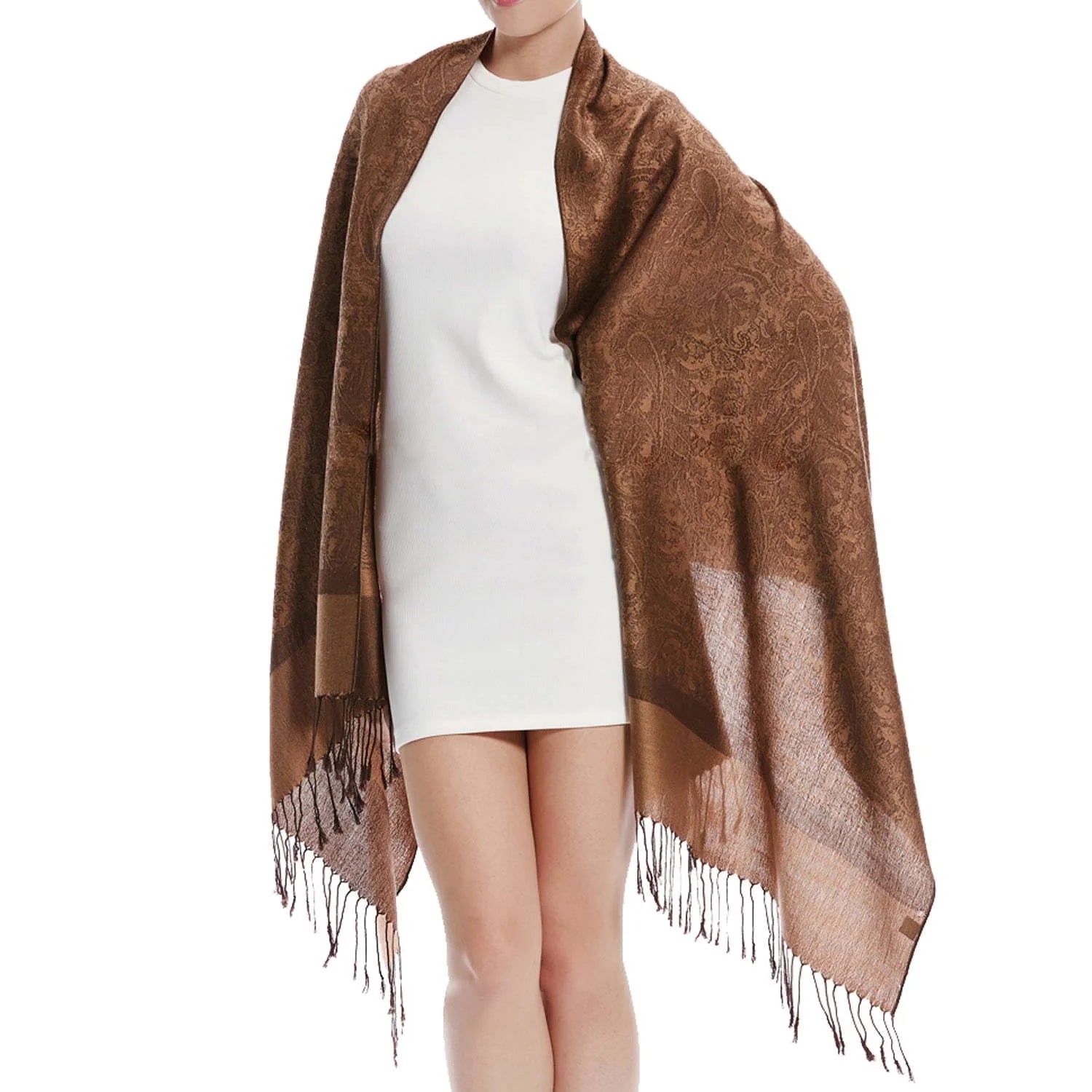 Buddha Stones Tibetan Cashew Jacquard Tassels Shawl Spring Fall Winter Warm Cozy Scarf Wrap