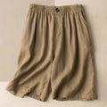 Buddha Stones Summer Casual Plain Zipper Button Cotton Linen Women's Shorts With Pockets