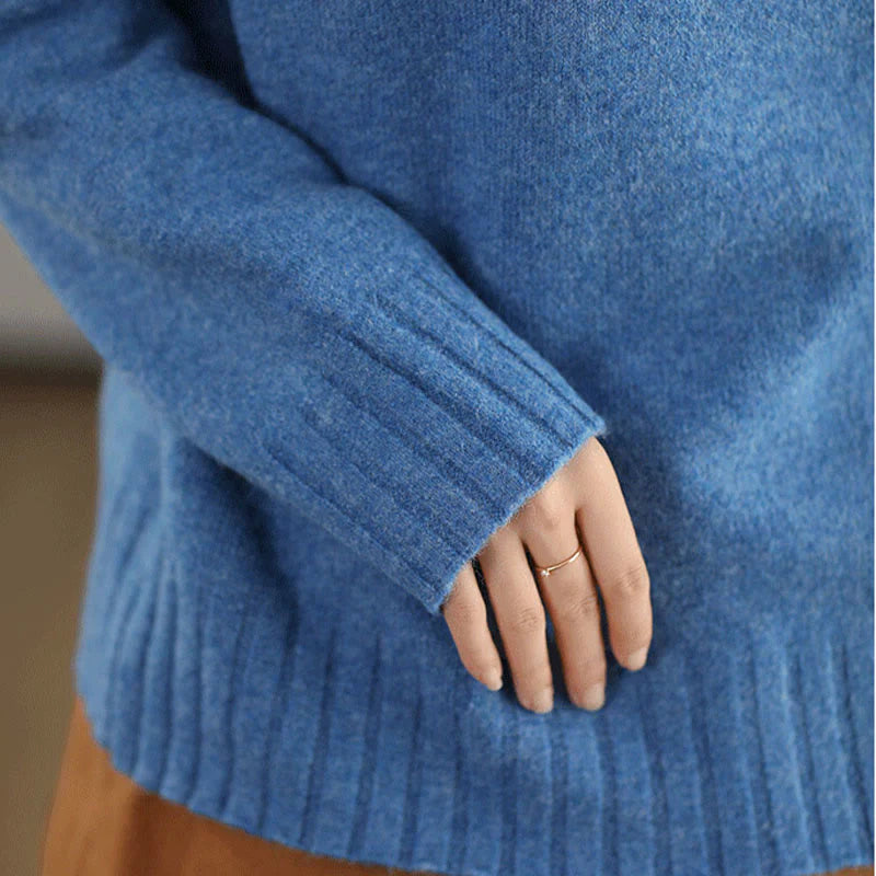 Buddha Stones Winter Crew Neck Warm Long Sleeve Women's Cotton Knitted Sweater