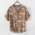 Buddha Stones Flying Birds Cloud Men's Short Sleeve Half Button Shirt