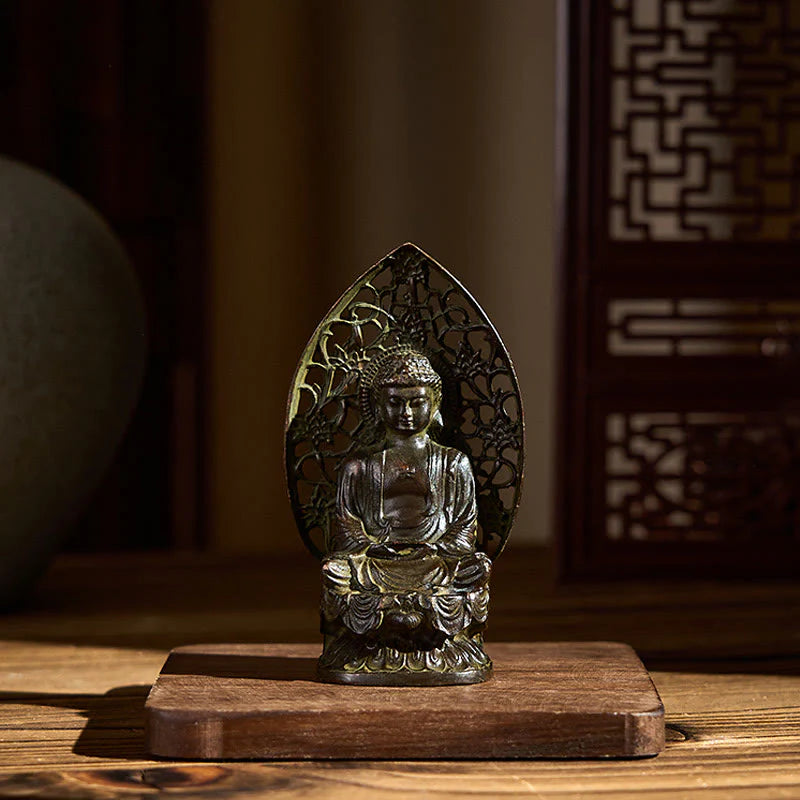 Buddha Stones Tathagata Buddha Alloy Statue Zen Home Decoration 9*4.5 cm