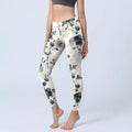 Buddha Stones Ink Painting Style Flower Pattern Print Gym Leggings Women's Yoga Pants