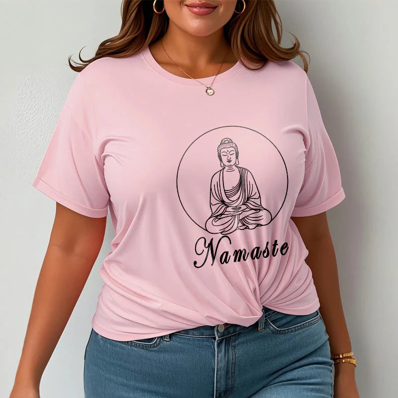 Buddha Stones NAMASTE Buddha Meditating Tee T-shirt