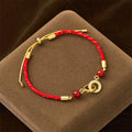 Buddha Stones Connected Peace Buckles Copper Plated Gold Red String Protection Bracelet
