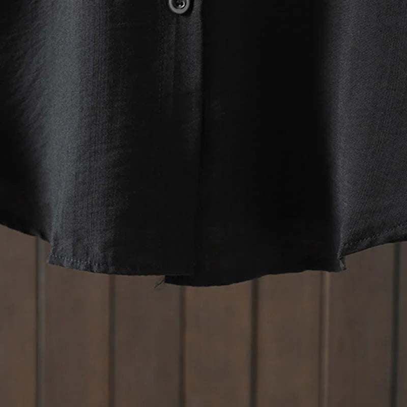 Buddha Stones Plain Buttons Women's Cotton Coat With Pockets