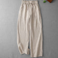 Buddha Stones Casual High Waist Ruffled Drawstring Design Women's Wide Leg Cotton Pants With Pockets
