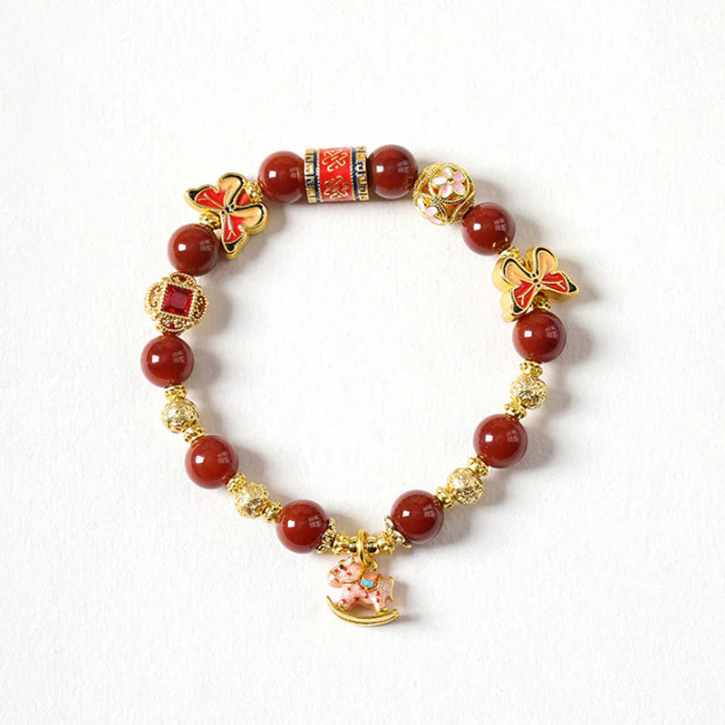Buddha Stones Year Of The Horse South Red Agate Sun Stone Tourmaline Success Bracelet