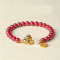Buddha Stones Year Of The Horse Natural Cinnabar Hetian Jade Concentration Bracelet