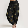 Buddha Stones Cotton Elegant Ginkgo Pattern Women's Elastic Waist Harem Pants