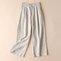 Buddha Stones Commute Solid Color 7-8 Length Cotton Linen Women's Wide Leg Pants With Pockets
