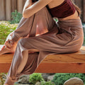 Buddha Stones Casual Plain Threaded Slit Hem Women's Spandex Pants With Pockets