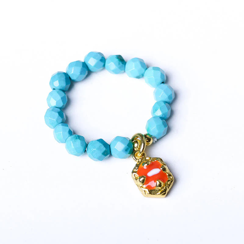 Buddha Stones 4mm Ultra-Fine Turquoise Faceted Bead Design Strength Elastic Ring