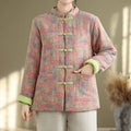 Buddha Stones Women's Winter Thicken Cotton Floral Pattern Long Sleeve Jacket With Pockets
