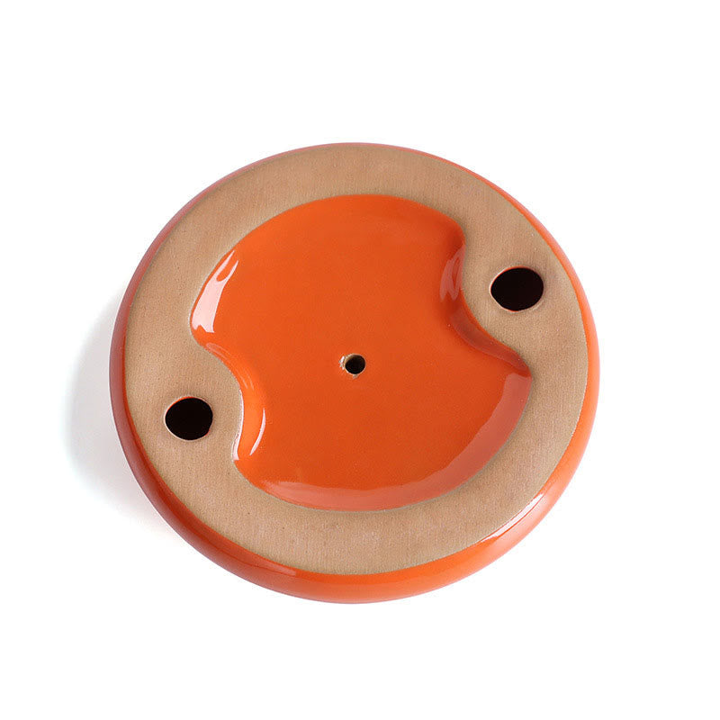Buddha Stones Persimmon Ceramic Meditation Healing Incense Burner Incense Holders