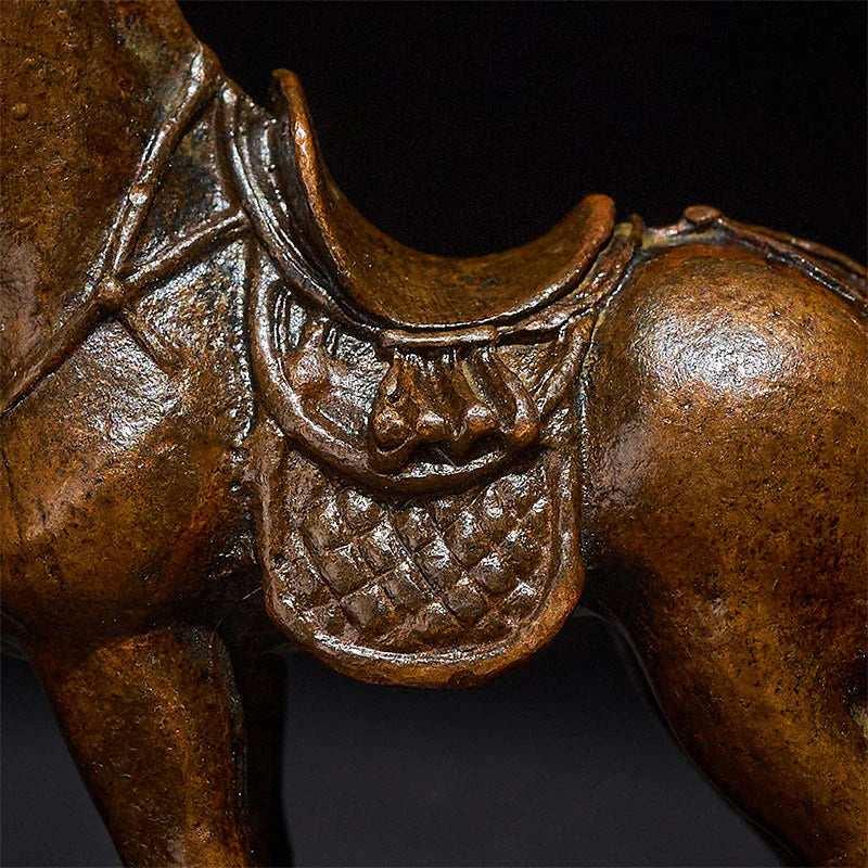 Buddha Stones Ancient Year of the Horse Alloy Home Decoration 7.5*2.6*7 cm