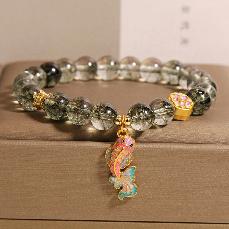 Buddha Stones Green Phantom Koi Fish Lucky Bracelet