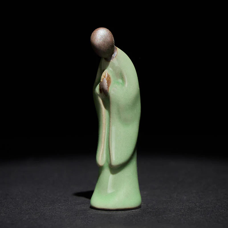 Buddha Stones Meditation Monk Ceramic Statue Serenity Home Decoration