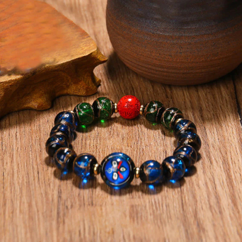 Buddha Stones Tibetan Five God of Wealth Thangka Liuli Glass Bead Chinese Zodiac Protection Bracelet (Extra 35% Off | USE CODE: FS35)
