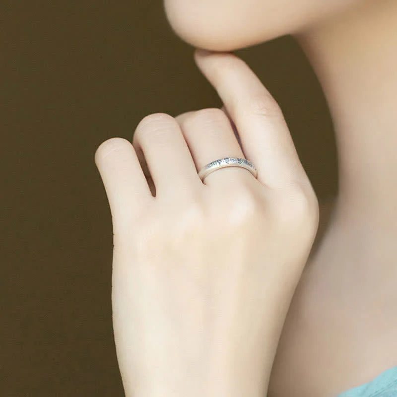 Buddha Stones 990 Sterling Silver Six True Words Om Mani Padme Hum Love Peace Ring (Extra 35% Off | USE CODE: FS35)
