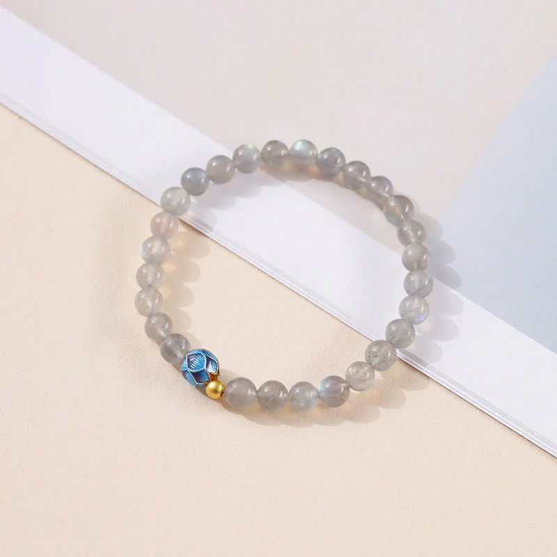 Buddha Stones Natural Moonstone Lotus Love Charming Bracelet