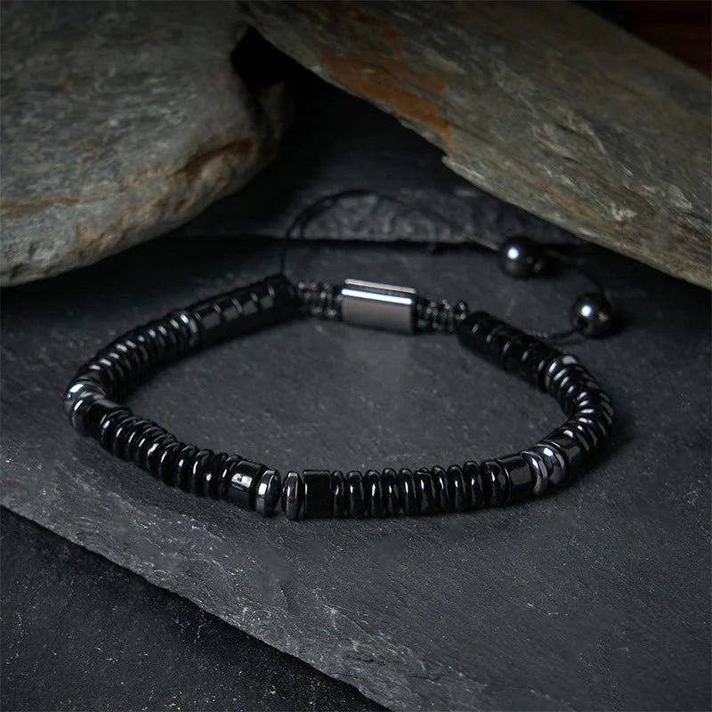Buddha Stones Small Black Obsidian Green Aventurine Grey Jasper Tiger Eye Strength Rope Bracelet