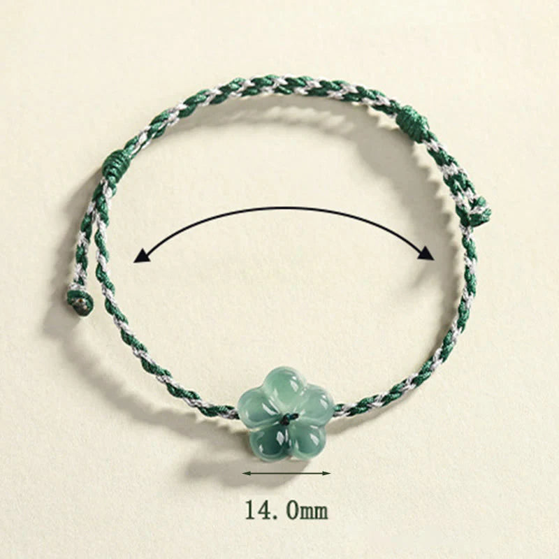 Buddha Stones Natural Flower Jade Hand-Woven Prosperity  Bracelet