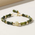 Buddha Stones Glass Bead Bamboo Luck Strength Chain Bracelet