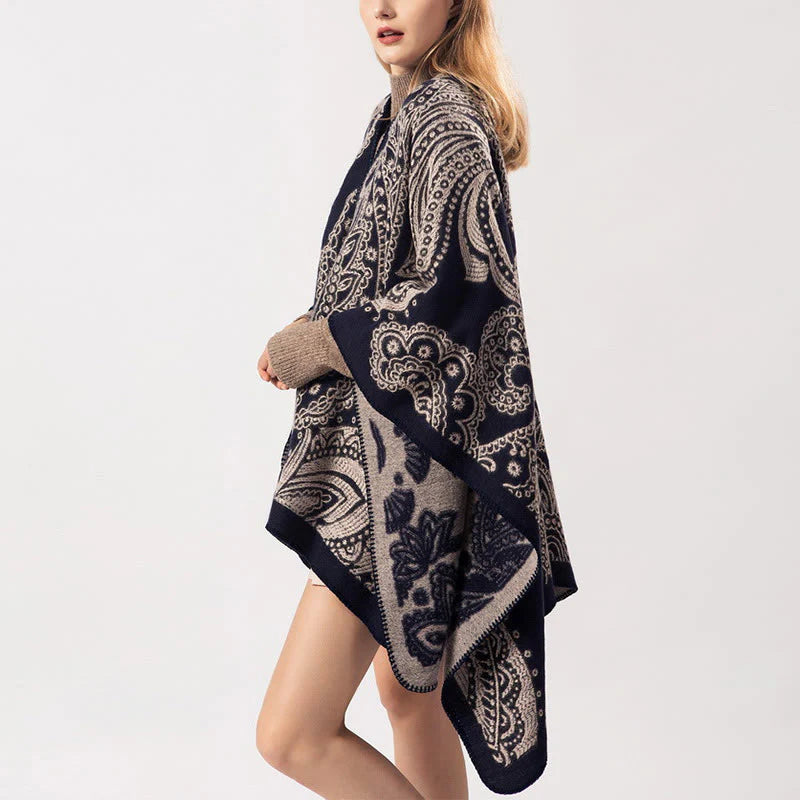 Buddha Stones Tibetan Cashew Flower Shawl Fall Winter Cozy Scarf Wrap